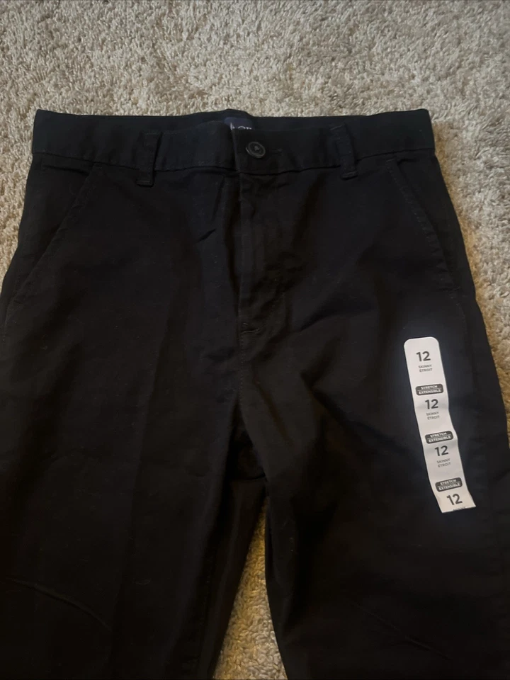 Nuevo THE CHILDREN'S PLACE Niños Vestido Pantalones Uniforme Pantalones Negro Talla 12 Slim Foto 2 de 4
