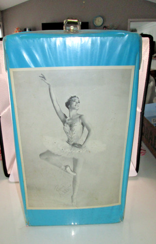 Vtg Ballet/Dance Shoes Carry Case Blue Vinyl w/Strap & Roni Mahler Signed Photo
