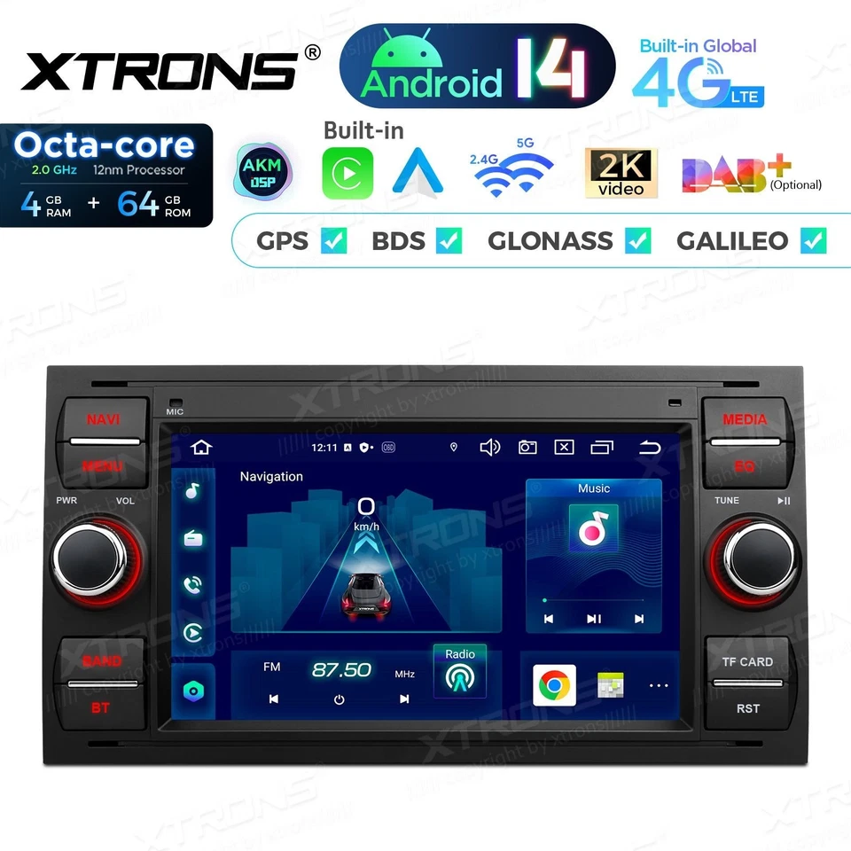 AUTORADIO ANDROID 4/64GB STEREO AUTO FORD FOCUS II C S MAX FUSION GALAXY NAVI - Immagine 4 di 4