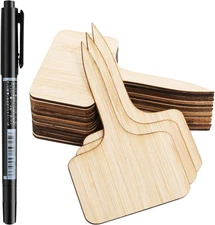 OBTANIM 75 Pack Bamboo T-Type Plant Labels with a Marker Pen, Garden Markers Sig