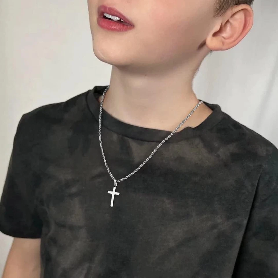 Ursteel Layered Cross Necklace for Men - 18K Gold Silver Black - Image 4 of 4