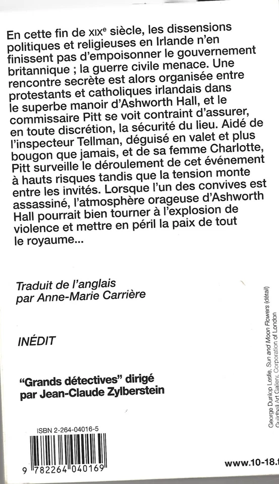 ° Ashworth Hall d'Anne Perry- roman policier historique - Ed 10/18 - 1997 - Photo 2/3