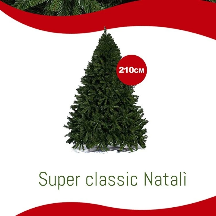 albero di natale 210 CM verde germogliato 1640 rami + sfere pvc colori a scelta - Immagine 2 di 4