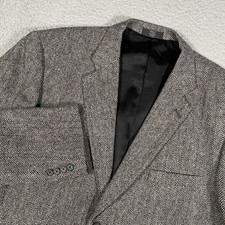 Stafford Sport Coat Mens 48R Gray Wool Herringbone Tweed Single Vent 2 Btn