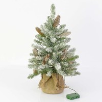 artplants KüNstlicher Weihnachtsbaum Wien, Jutesack, Zapfen, Leds, 60Cm, Ø40Cm
