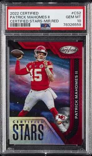 2022 PANINI CERTIFIED STARS MIRROR RED #CS2 PATRICK MAHOMES II 76/99 PSA 10