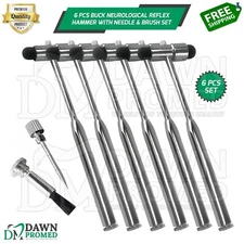 6 Pcs Neurological Reflex Buck Hammer With Needle & Brush Medical Instrument Set