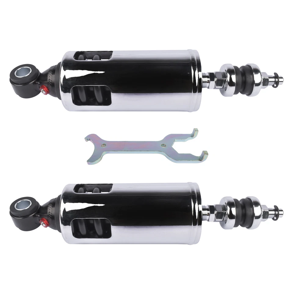 2x Rear Suspension Shocks Adjustable Chrome for Harley Softail Fatboy 2000-2017 - Image 3 of 4