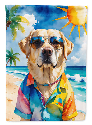 Labrador Retriever Yellow Summer Beach Time Flag
