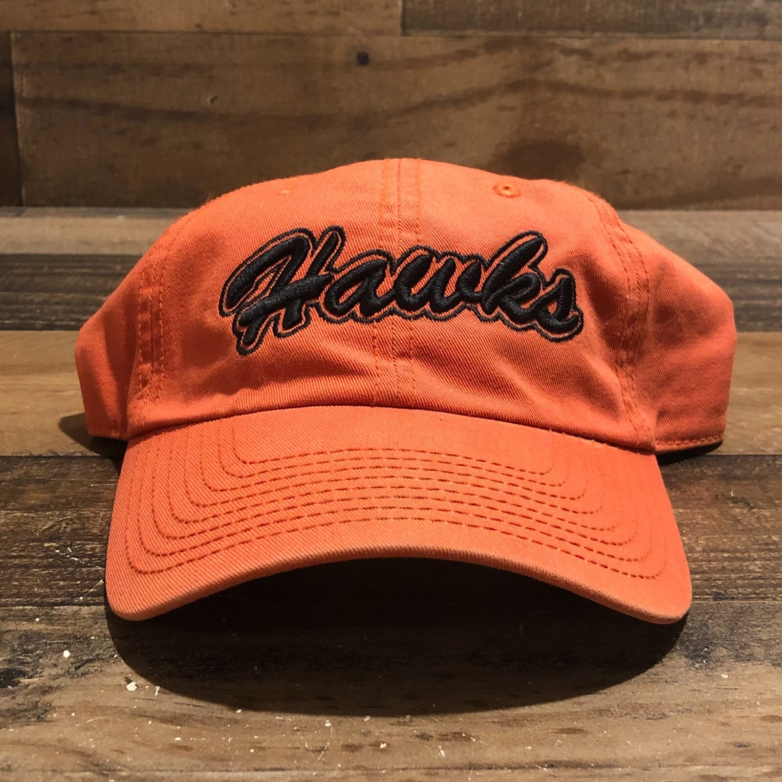 Hawks Hat Strapback Cap Mens Orange Black Adjustable Casual Outdoor - READ