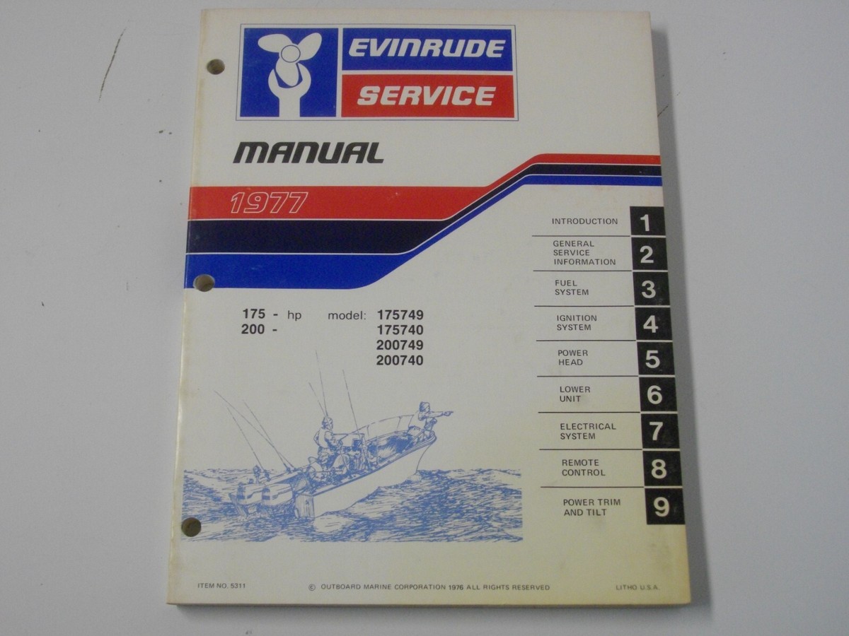 1977 OMC Evinrude outboard factory service manual 5311 175 / 200