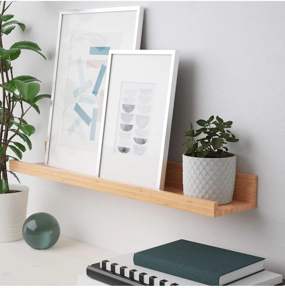 IKEA MÄLERÅS Bamboo Shelf – 25" Ledge for Photos & Picture Storage - Image 3 of 4