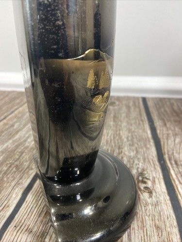 Vintage Pair Hand Engraving Black Brass Japanese Vase H 6.5" X W 4.25" - Picture 14 of 20