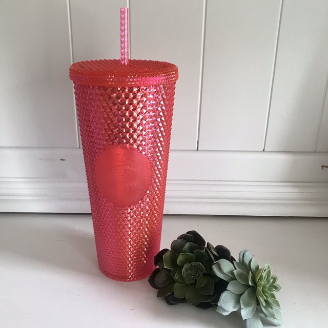 starbucks 2019 holiday studded tumbler neon pink