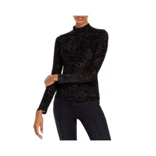 FORE Knit Paisley Burnout Turtleneck In Black Paisley Burnout, S