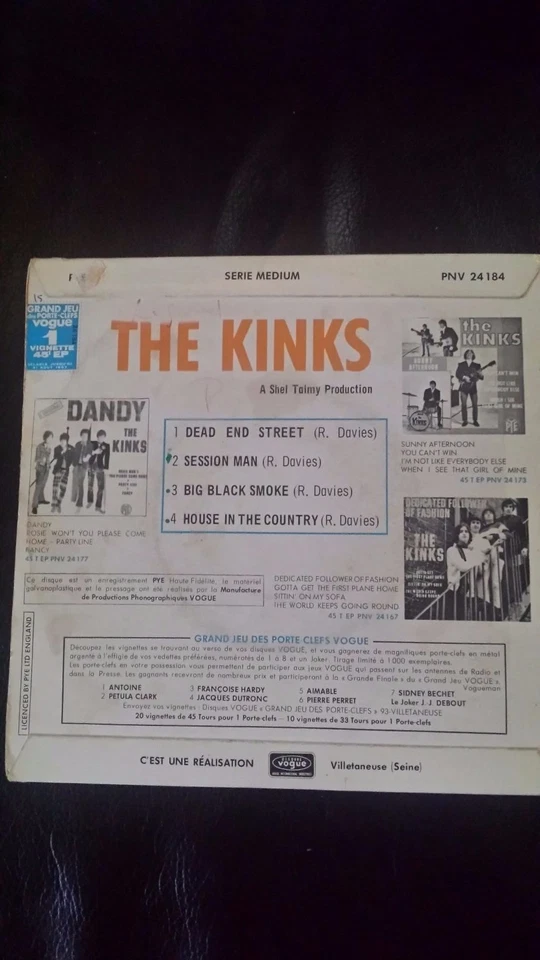The KINKS FRENCH EP. 4 songs w/ " DEAD END STREET" - Image 2 of 4