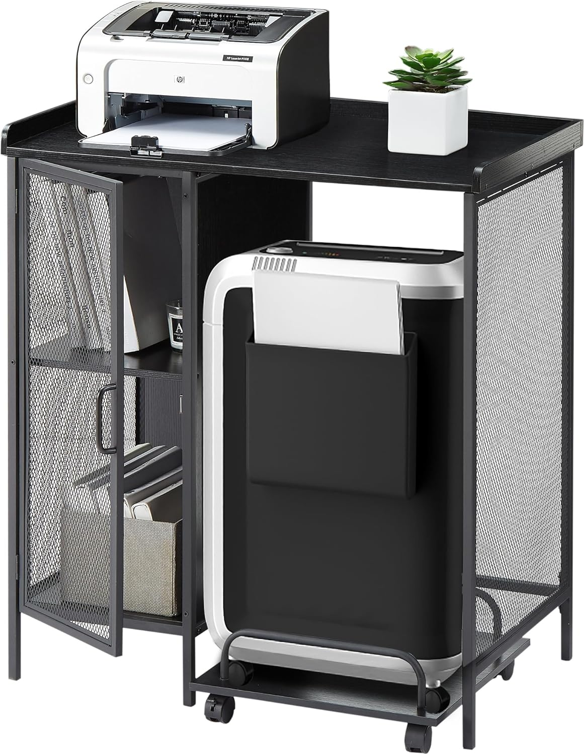 Modern File Cabinet with Paper Shredder Stand on Wheels, Vertical Filing-Cabinet-image
