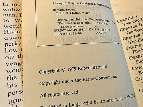 LARGE PRINT Robert Barnard DEATH OF A LITERARY WIDOW One Husband Two Widows - Picture 4 of 5