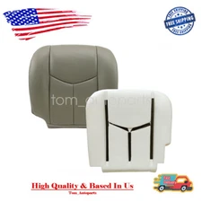 Driver Bottom Gray Seat Cover Leather Foam Cushion Fits 03-06 Silverado Sierra 