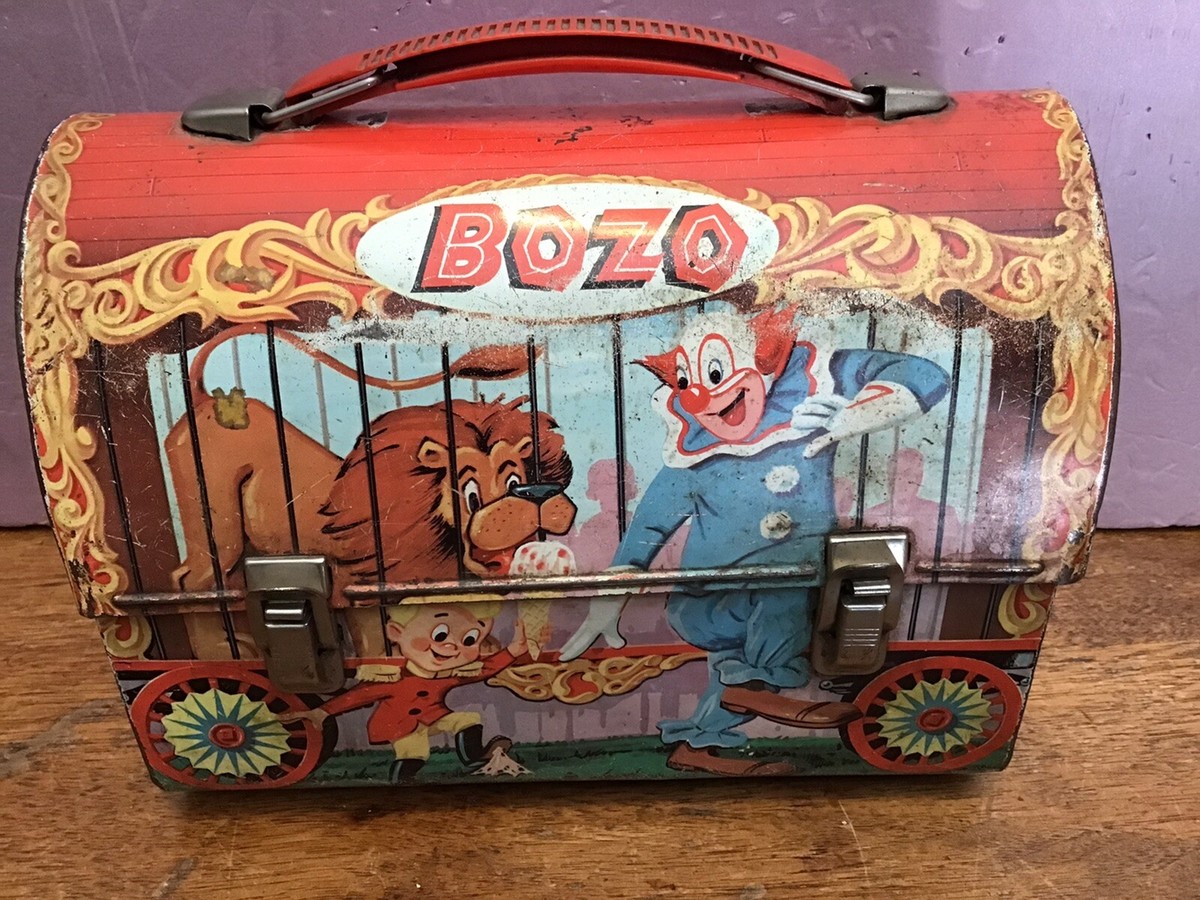 Rare Vintage 1963 Bozo the Clown metal Dome Lunchbox with Thermos