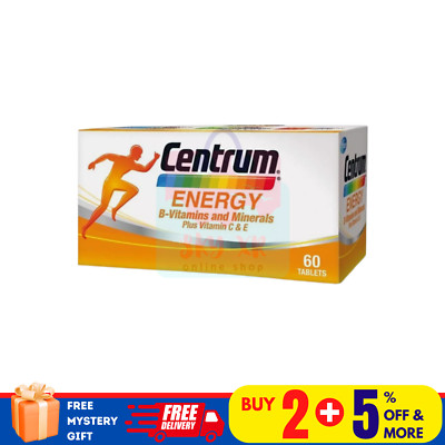 1 X 60's New Centrum Energy B-Vitamins and Minerals + Vitamin C & E