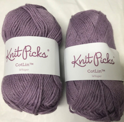 2 Skeins Knit Picks CotLin 70% Tanguin Cotton 30%Linen. 123yds/50g. WHISPER.
