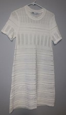 Zara Cream Shift Dress Crew Neck Women Size Large