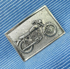 Motorcycle Belt Buckle Biker Pressed Metal Inlay Street Bike Vtg 80s   .CVB614