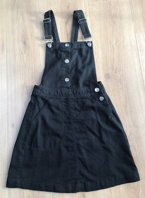 H&M - Black - Denim - Pinafore Dress - Size UK 4