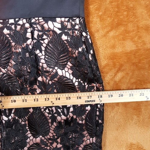 JS COLLECTIONS Womens Dress Size 4 Black Pink Sheath Floral Satin Crochet - Picture 9 of 11