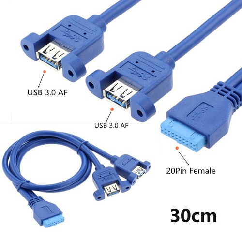 20 Pin to USB 3.0 A Female 2 Port Panel Mount Extension Motherboard Header Cable - 第 7/8 張圖片