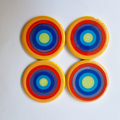 Untersetzer Regenbogen Keramik Liebe Windpferd leuchtend gestreift Farben X4 handbemalt