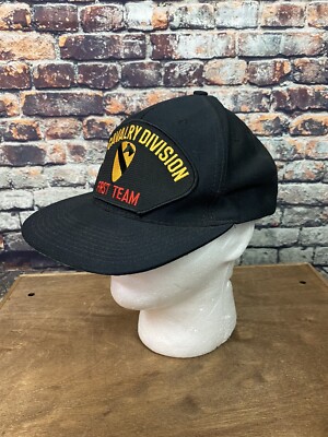 1st Cavalry Division Vietnam Veteran Baseball Cap - Black, Adjustable, With Ribbons, Made In USA