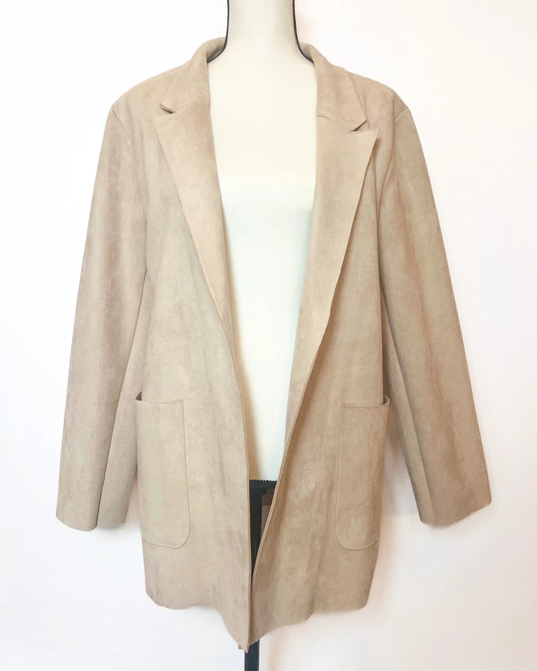 Blazer Mujer ZARA Suave Beige/Marfil Imitación Gamuza Chaqueta TALLA XL - ENVÍO GRATUITO