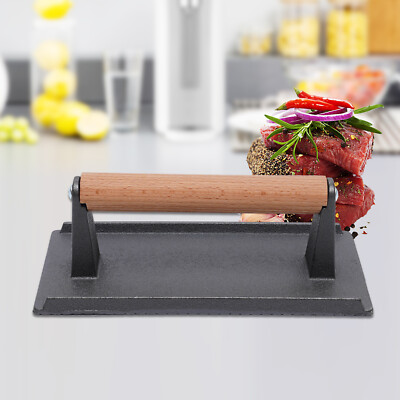 Smashed Meat Hamburger Patty Grill Steak Press Flat Cast Iron BBQ Bacon Maker DE