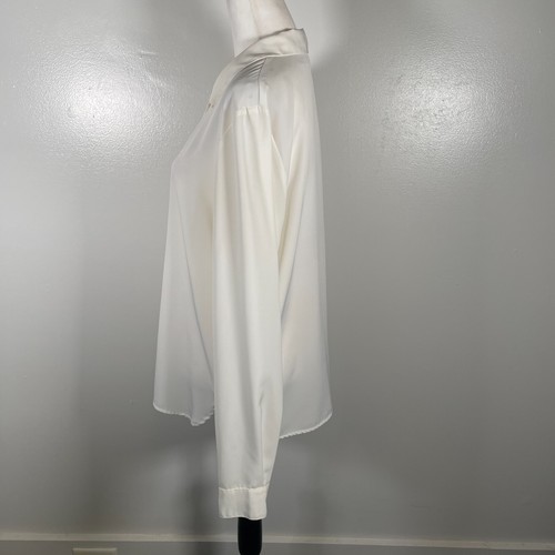 Liz Baker Blouse Women 12T White Ivory Notch Collar Long Sleeve Button Front - 第 6/16 張圖片