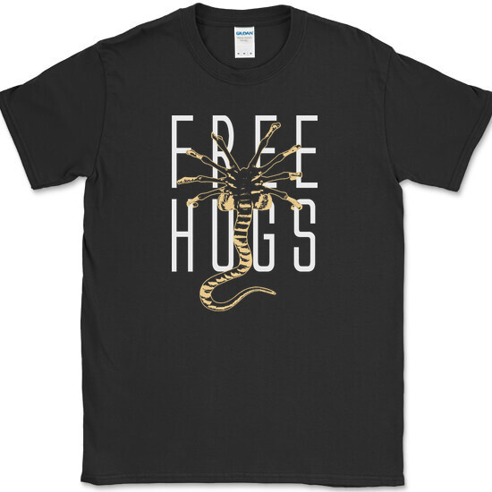 FREE HUGS T-Shirt Funny Face Hugger Aliens Movie Tee Humor SciFi
