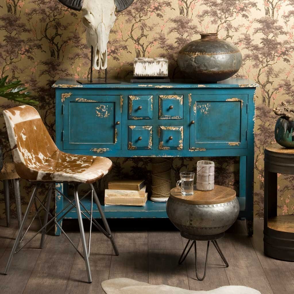 Sideboard Vintage blau mit Schubladen und Türen Kommode shabby chic