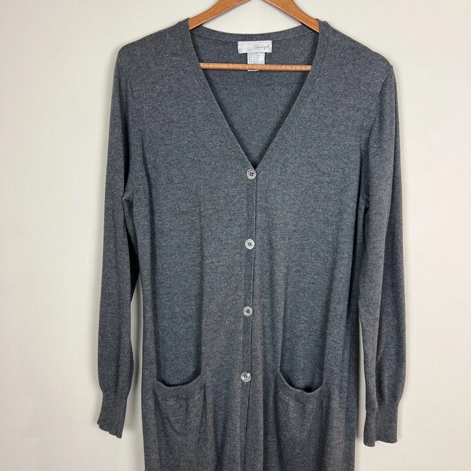 Кардиган Spiegel Duster свитер женский большой серый на пуговицах хлопок ангорский карман - Изображение 2 из 4