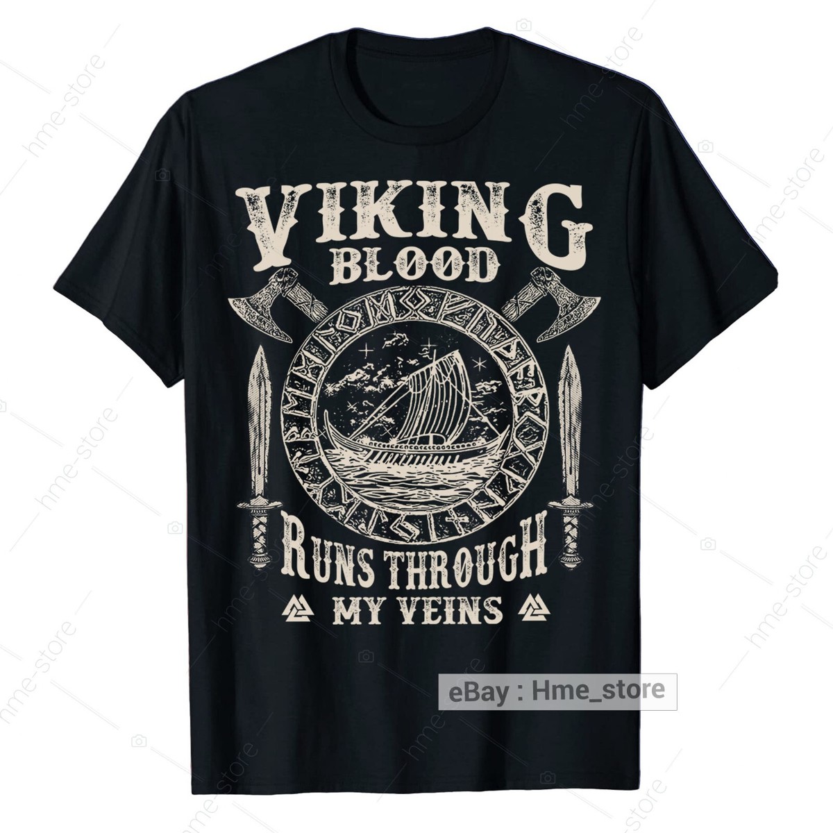 Camiseta Vikingos Welcome To Valhalla Para Hombre, Color Negro Regular