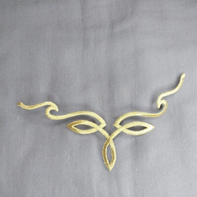 Gold Metallic Threaded Scrolls Curls Costume Iron On Applique Patch 6 1/2''