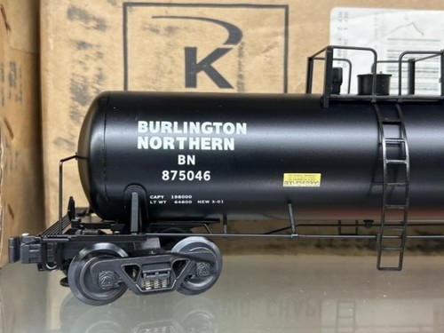 K-Line Burlington Northern O Gauge Aluminum Platform Tank Car - Picture 2 of 8