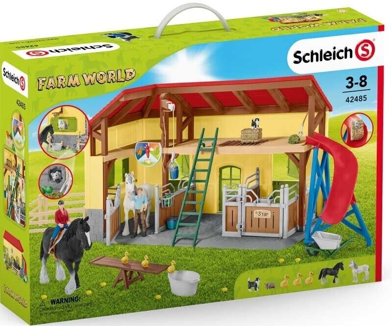 42485 Schleich Horse Stable Farm World Plastic Play Set with 7 Animals Age 3+