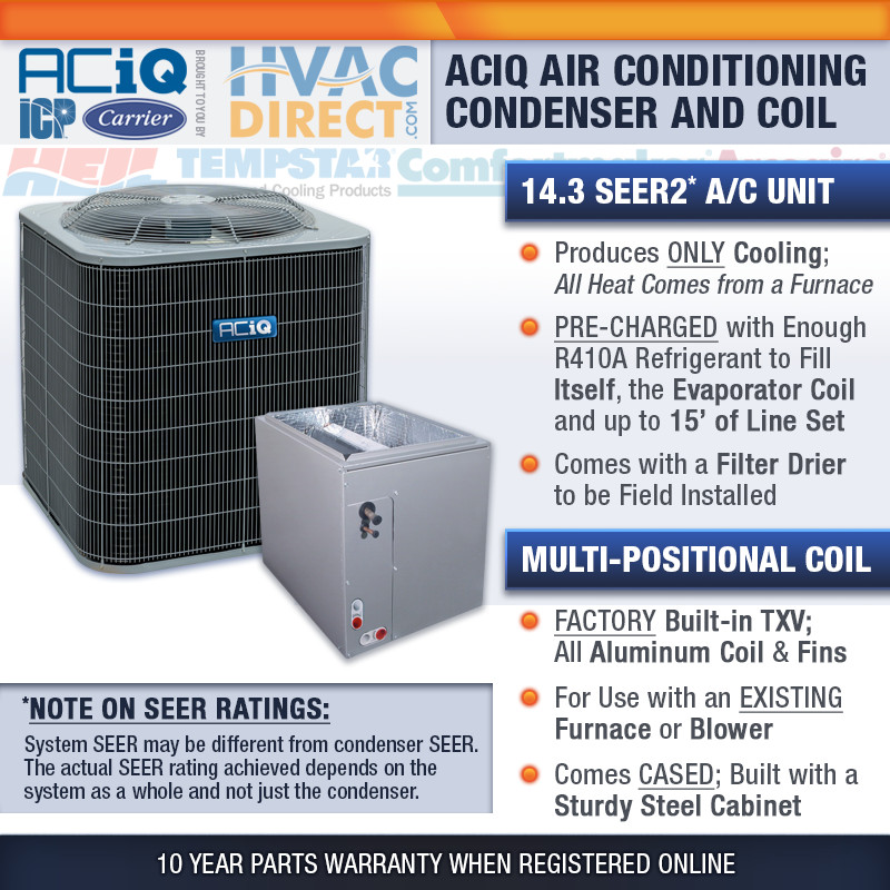 3.5 Ton ACiQ-Heil 14.5 SEER2 96% 80K BTU Gas Furnace/AC System + Install  Kit | eBay