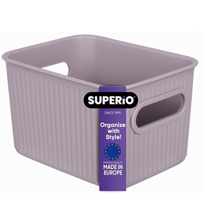 Superio Ribbed Collection - Decorative Plastic Open Home Storage Bins Organiz...