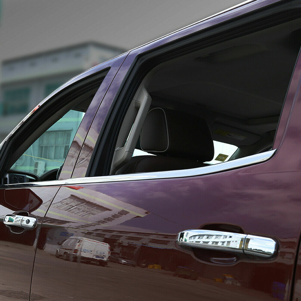 FOR 2014-18 CHEVY SILVERADO GMC SIERRA 4*WINDOW TRIM STRIP SIDE DOOR MOLDING KIT