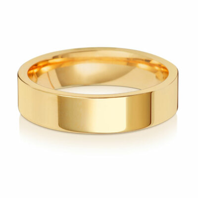 18ct Yellow Gold 3-5mm Flat Court Comfort Fit His/ Her Wedding Band/Ring J-Z