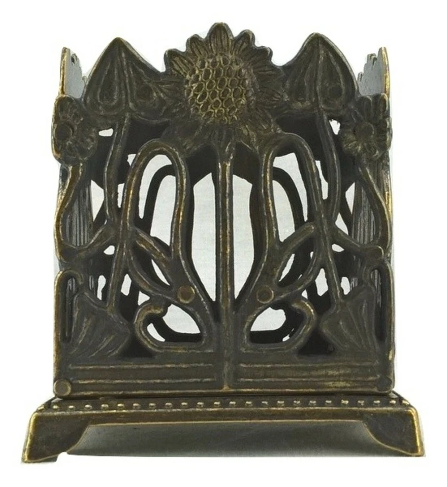 Portatovaglioli in ottone brunito girasoli da cucina tavolo centrotavola casa - Immagine 2 di 3