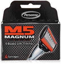 Personna M5 Magnum Razor Refill Blades with Trimmer, 4 Cartridges