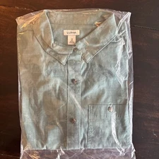 Nip Llbean Women’s Ladies Short Sleeve Sage Button Down Shirt Size M